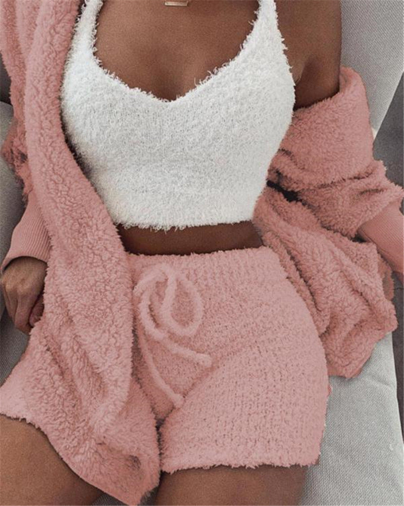 3-Piece Crop Top & Shorts Lounge Set – detail view
