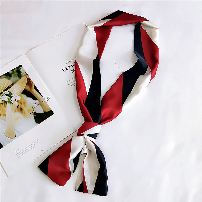Printed Satin Skinny Scarf