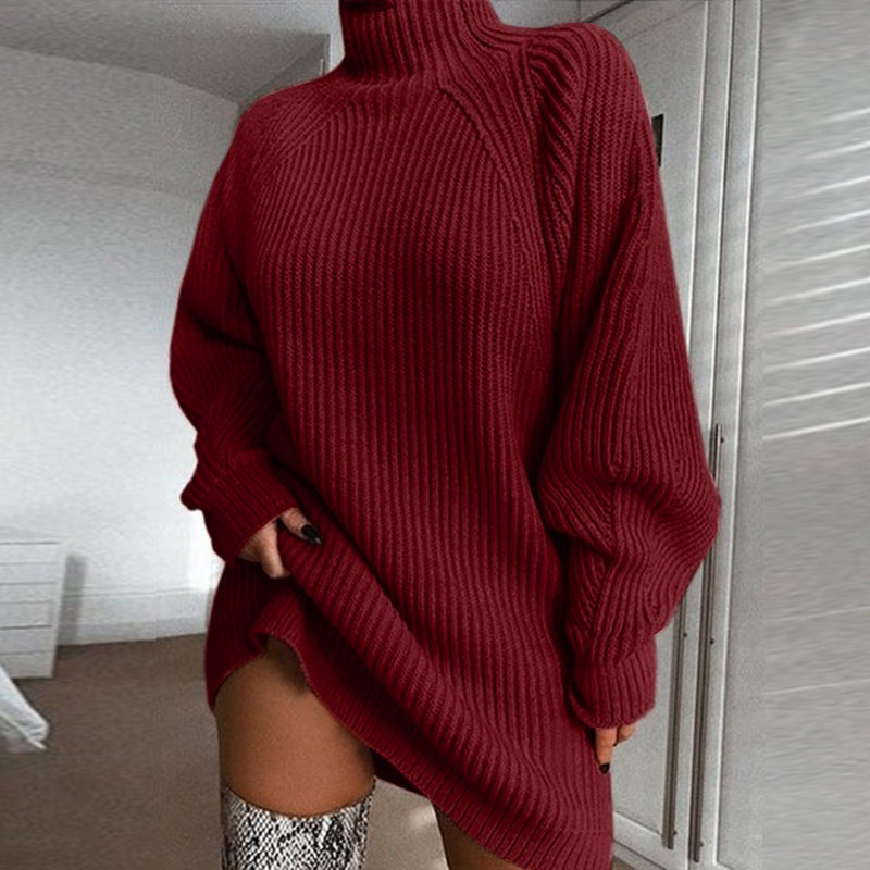 Turtleneck Long Sweater Dress – detail view