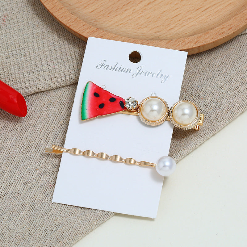 Fruit Pearl Hair Clips – detail view