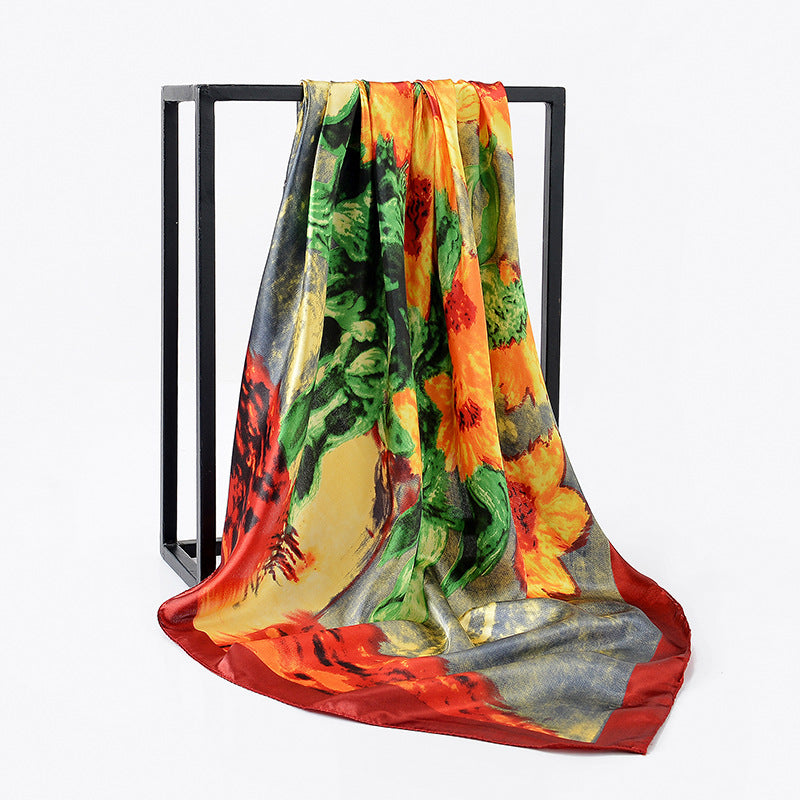 Oil Painting Print Satin Square Scarf