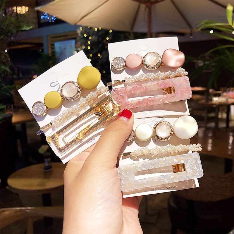 Colourful Pearl Hair Clip Set