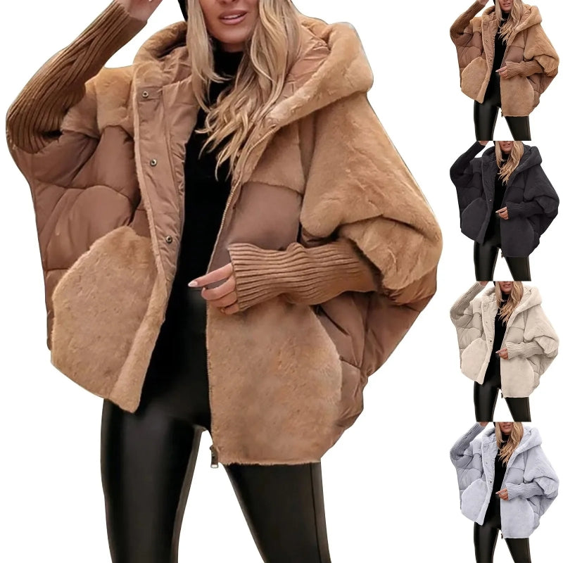 Faux Fur Trim Hooded Cotton Coat – women's winter coat