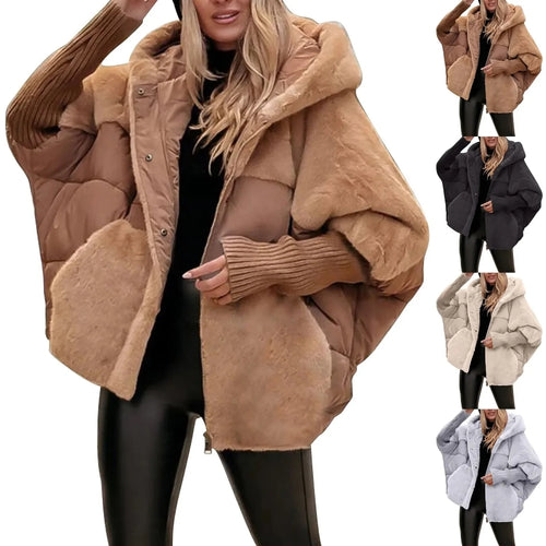 Faux Fur Trim Hooded Cotton Coat – women's winter coat
